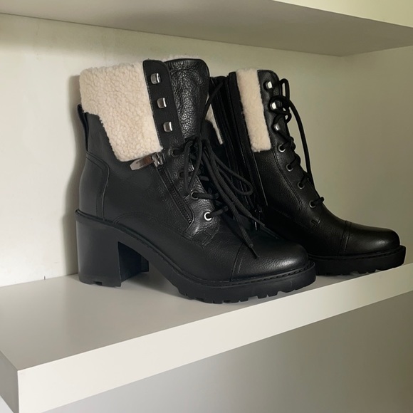 Marc Fisher Shoes - Marc Fisher, Lace Up Boots with Sherpa